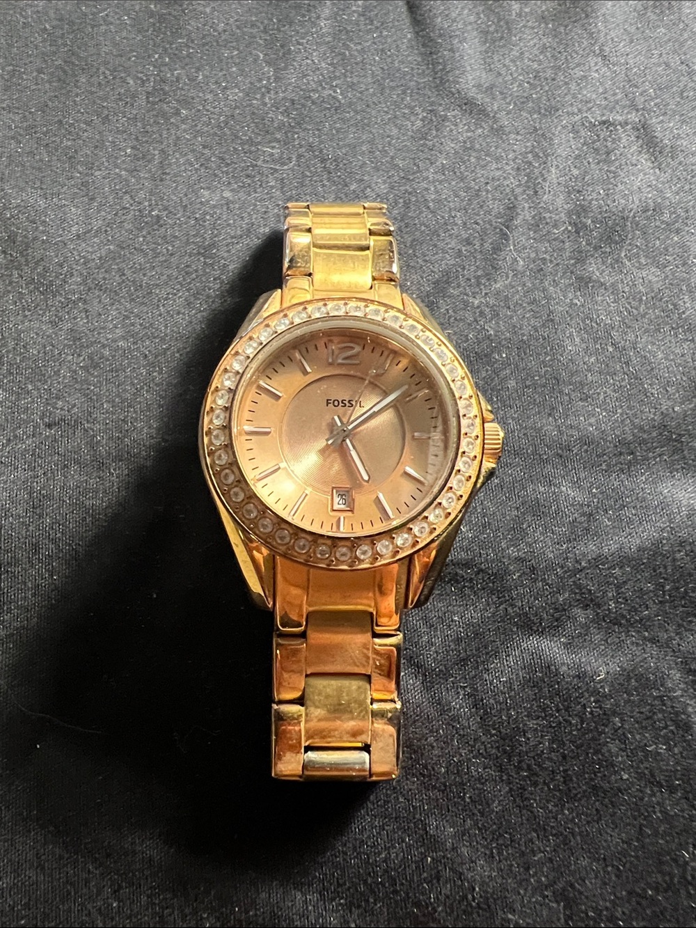 Fossil Women's Gold Crystal-Accented Bracelet Watch
